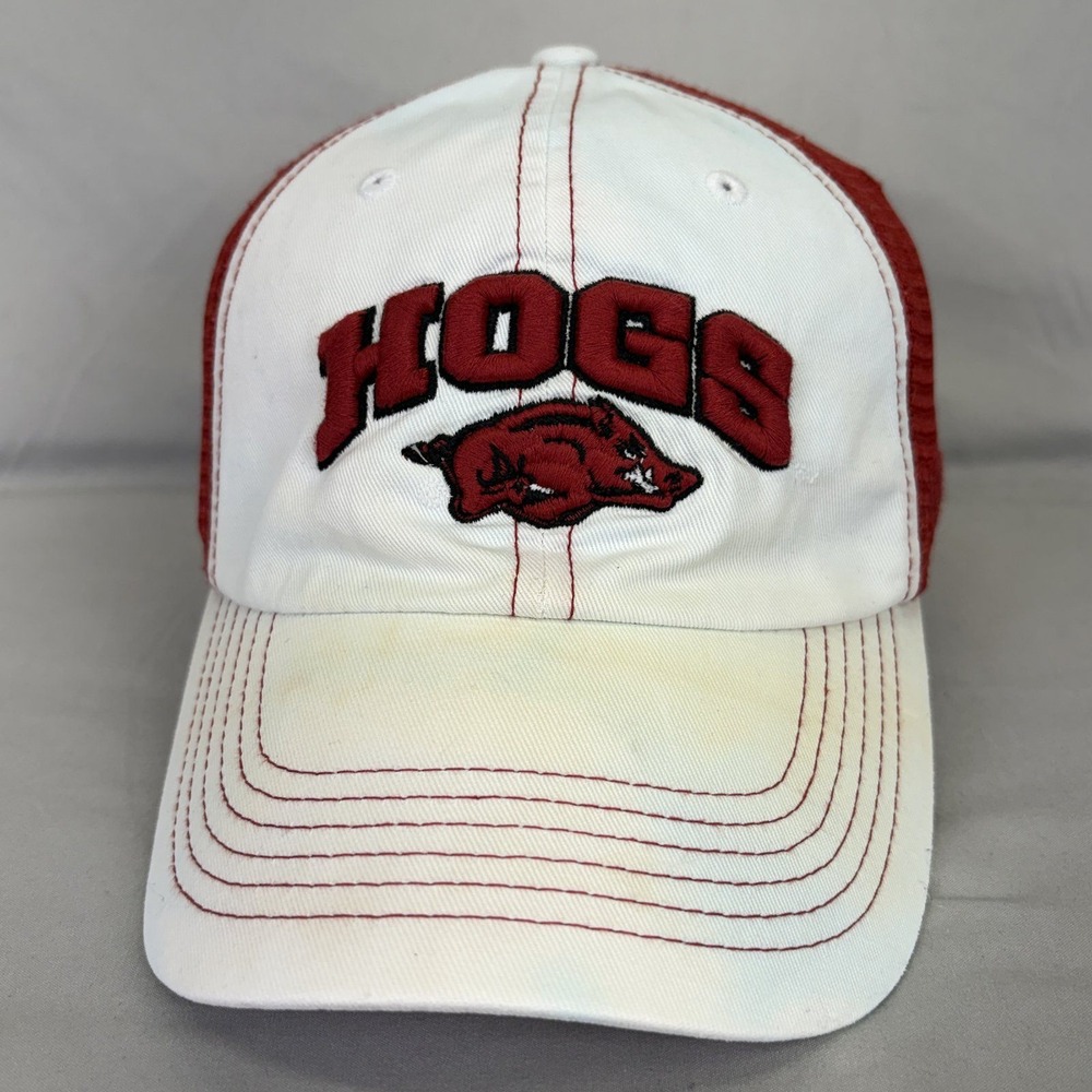 Top of the World Hat Arkansas Razorbacks Mens OSFM Red White Hogs Trucker Cap